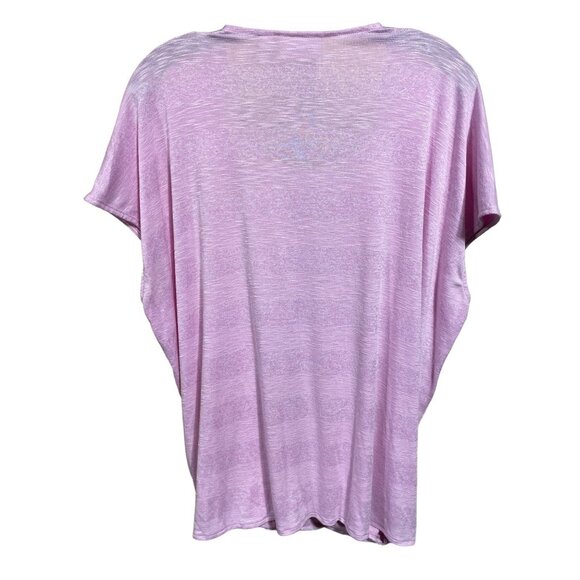 Belle by Kim Gravel Heather Pink False v neck Short sleeve Wrap Style Shirt‎ - Picture 2 of 4